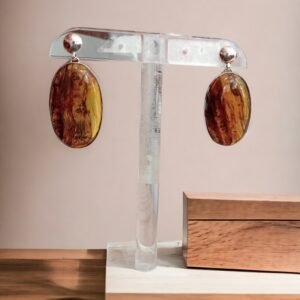 Aretes de plata y ámbar